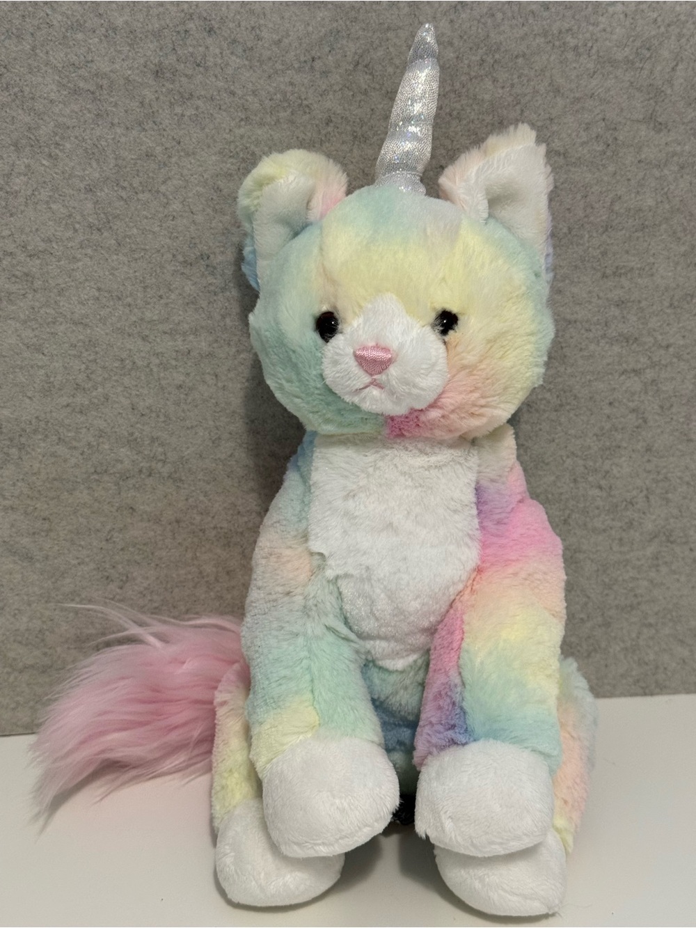 Pastel Rainbow Unicorn Cat Plush - Multicolor